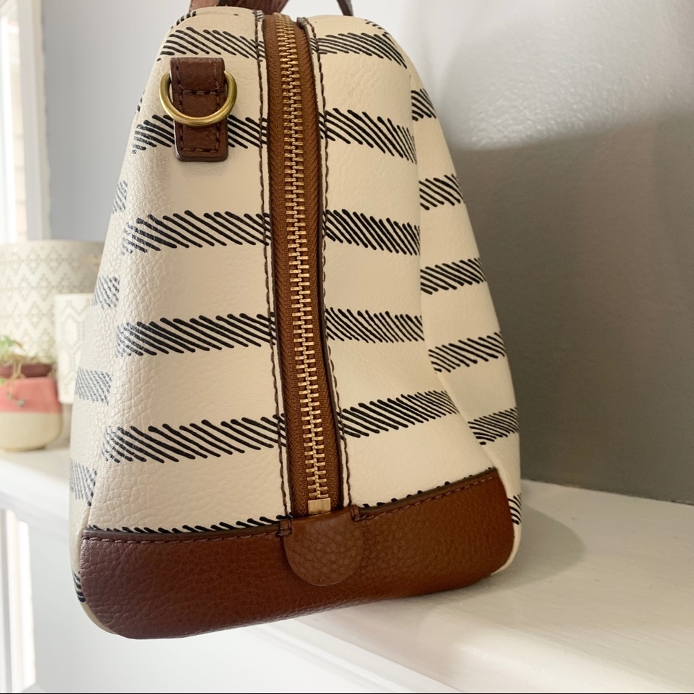 Fossil Fiona Striped Crossbody Satchel Purse Bag - Picture 6 of 16